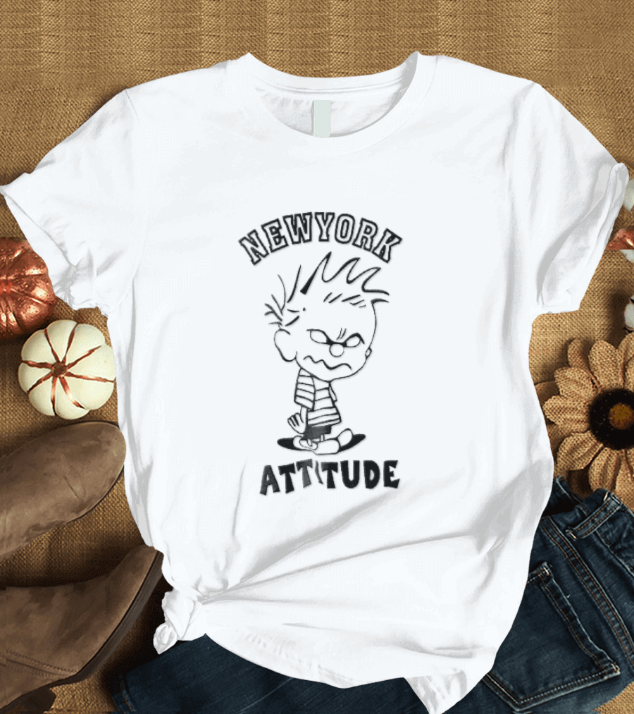 Newyork Attitude Bootleg Angry Spiky Hair Cartoon Boy T-Shirt