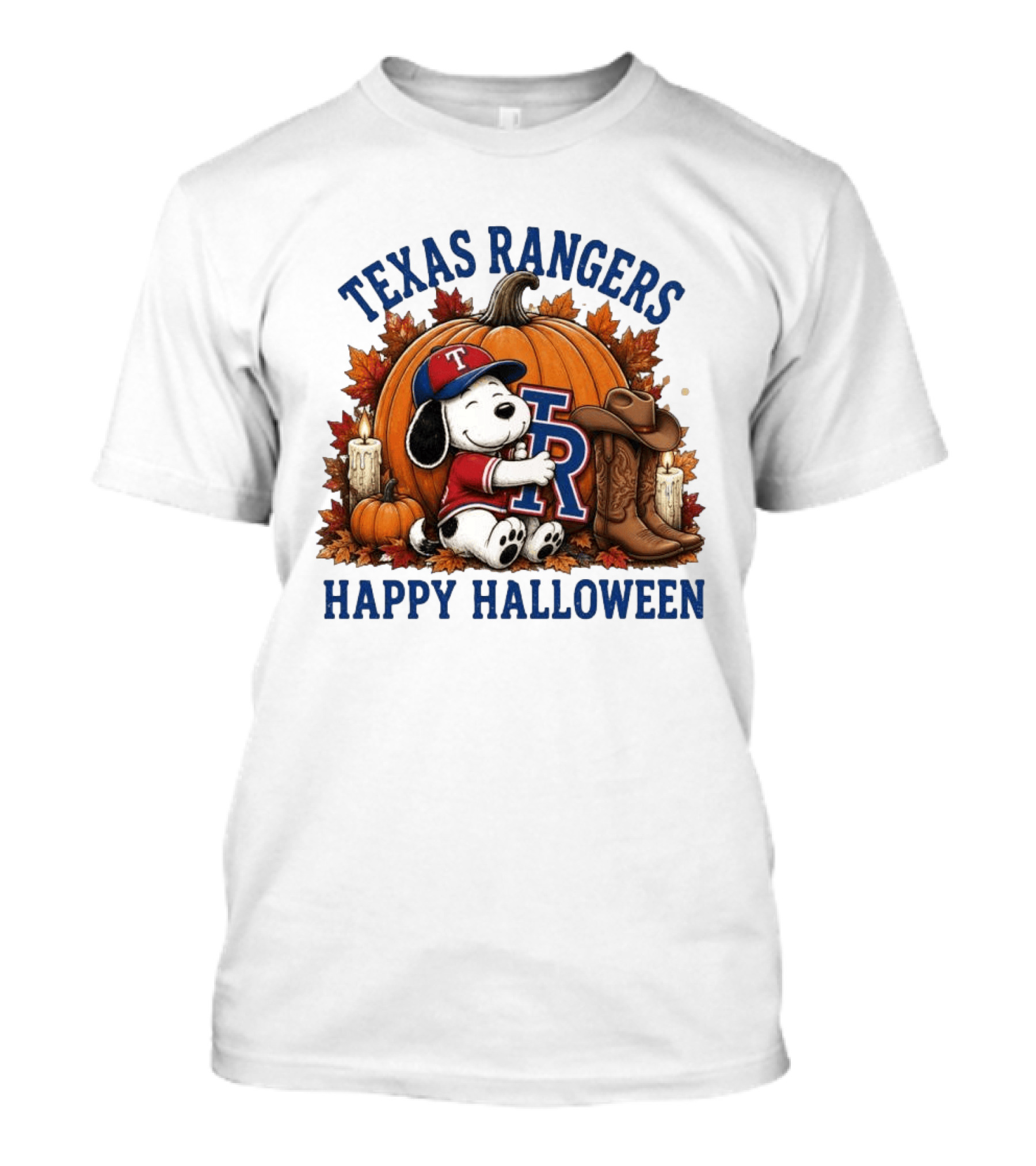 Texas Rangers Snoopy Pumpkin Happy Halloween T-Shirt