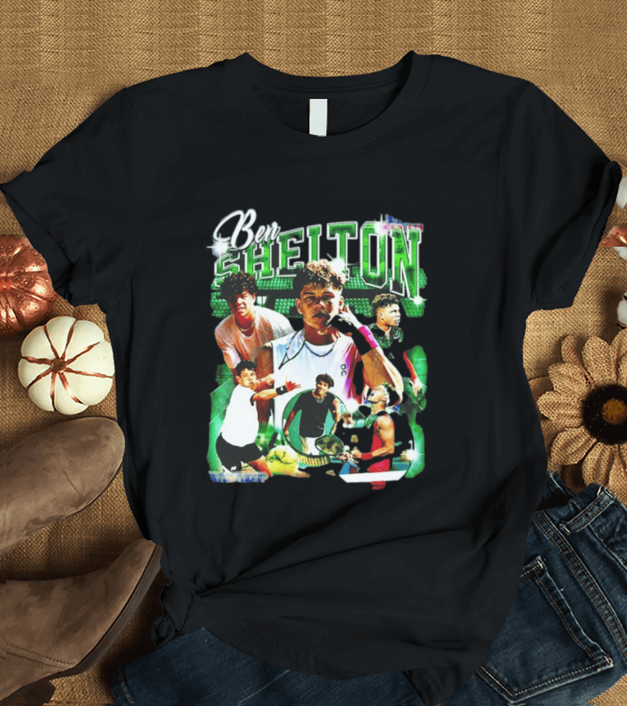 Ben Shelton Tennis Champions Green Collage T-Shirt