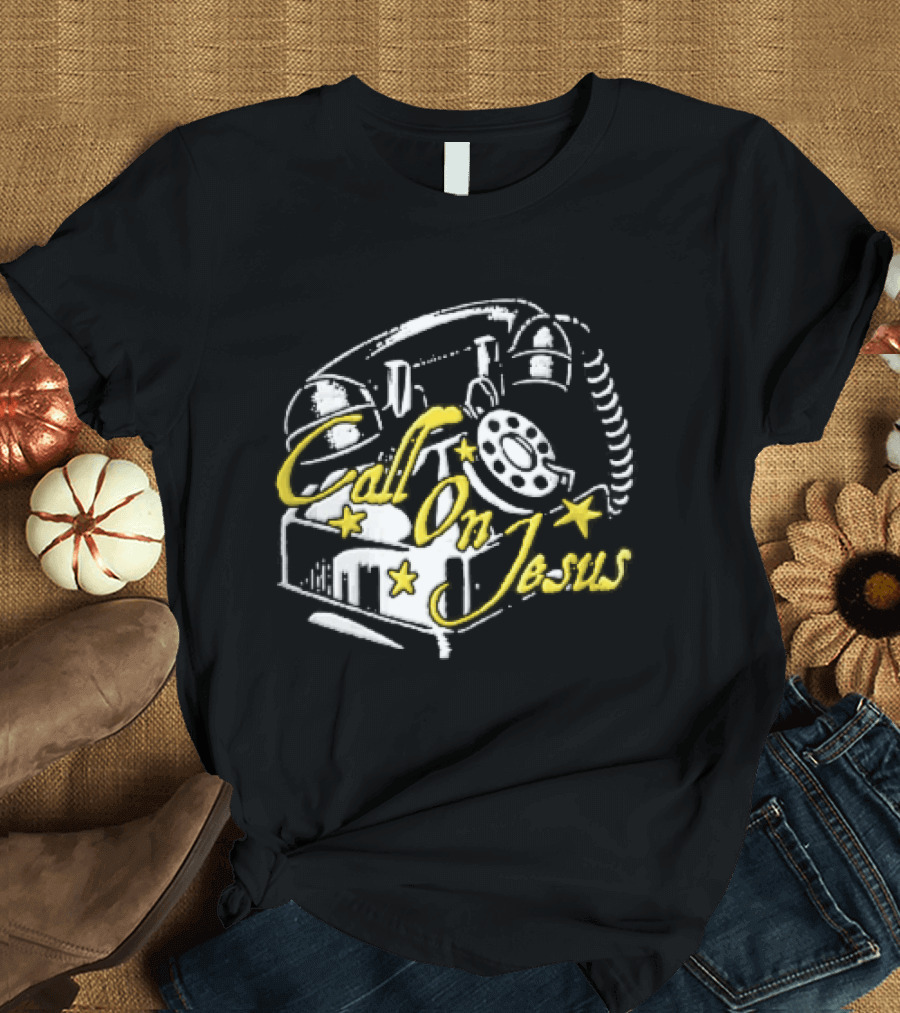 Call On Jesus Rotary Telephone Yellow Stars T-Shirt