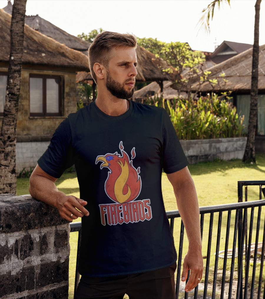 Firebirds Flaming Phoenix Head Flame Cartoon T-Shirt