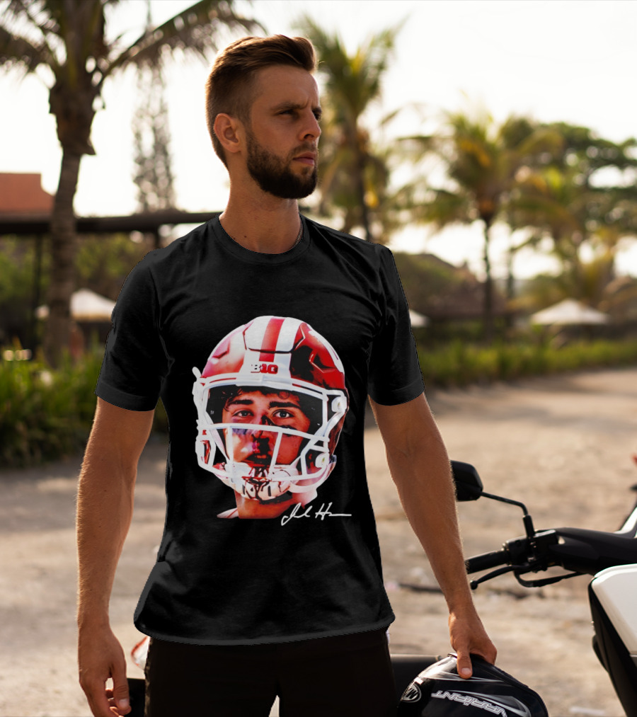 Josh Hoover Indiana Tuff Bloody Face Big Ten Football Helmet Signature T-Shirt