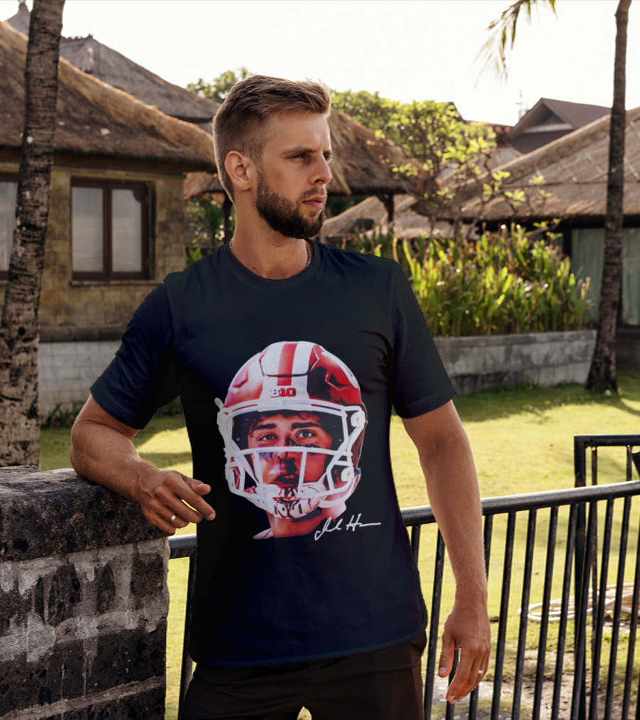 Josh Hoover Indiana Tuff Bloody Face Big Ten Football Helmet Signature T-Shirt