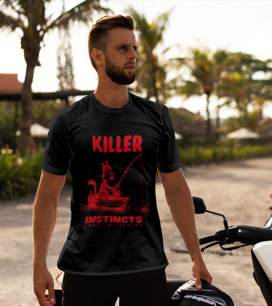 Killer Instincts Fishing Cat In A Boat T-Shirt