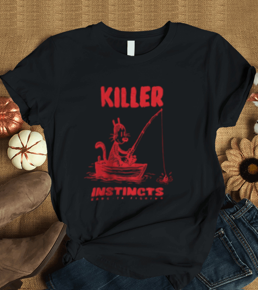Killer Instincts Fishing Cat In A Boat T-Shirt