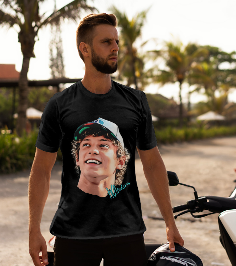 Kimi Antonelli F1 Team Smiley Big Head Signature Cap Racing T-Shirt