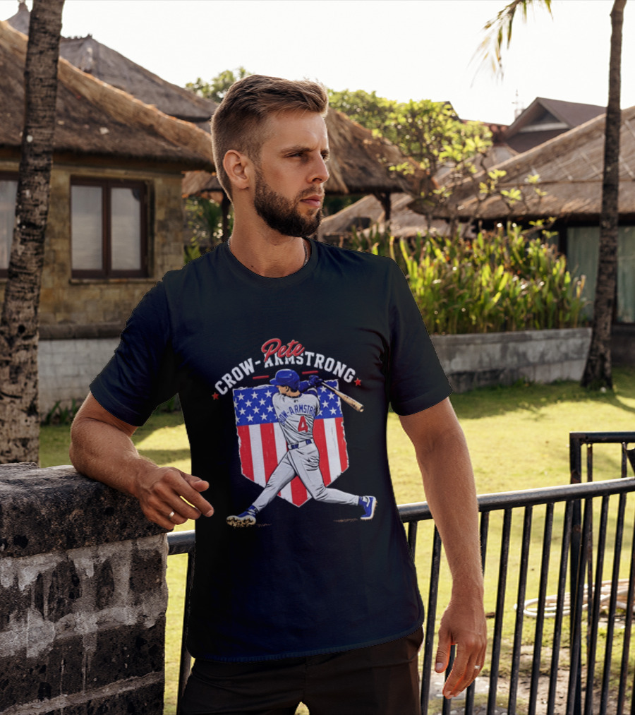 Pete Crow Armstrong Chicago Cubs Baseball 4 American Flag 2026 T-Shirt