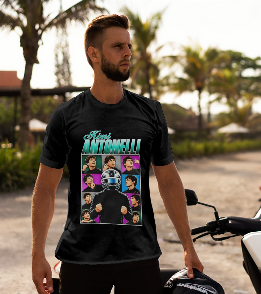 Kimi Antonelli F1 Team Pop Art Helmet Racer T-Shirt