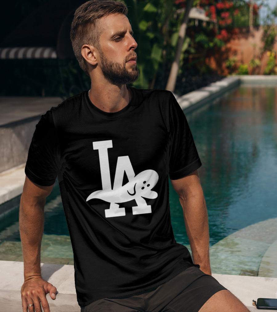 Los Angeles Dodgers LA Ghost Logo Halloween T-Shirt