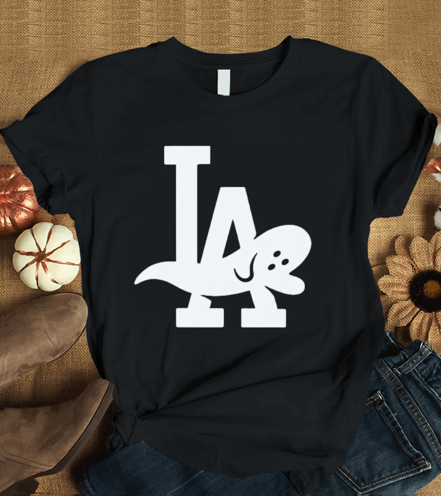 Los Angeles Dodgers LA Ghost Logo Halloween T-Shirt