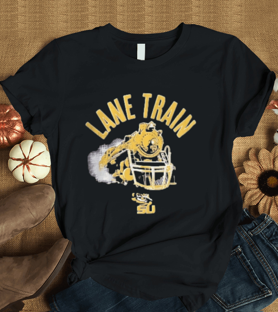 Lane Train Yellow Steam Lsu Tigers NCAA Locomotive Helmet Smoke T-Shirt