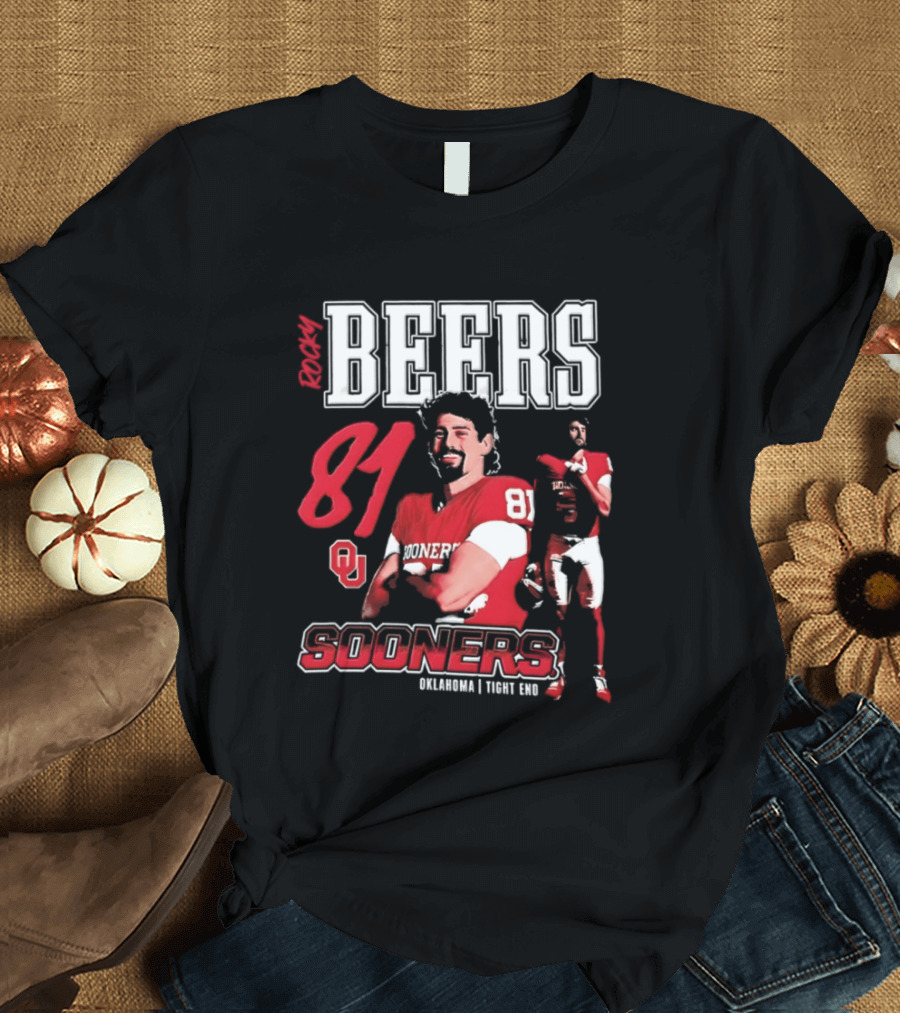Rocky Beers 81 Oklahoma Sooners Tight End Football Team T-Shirt