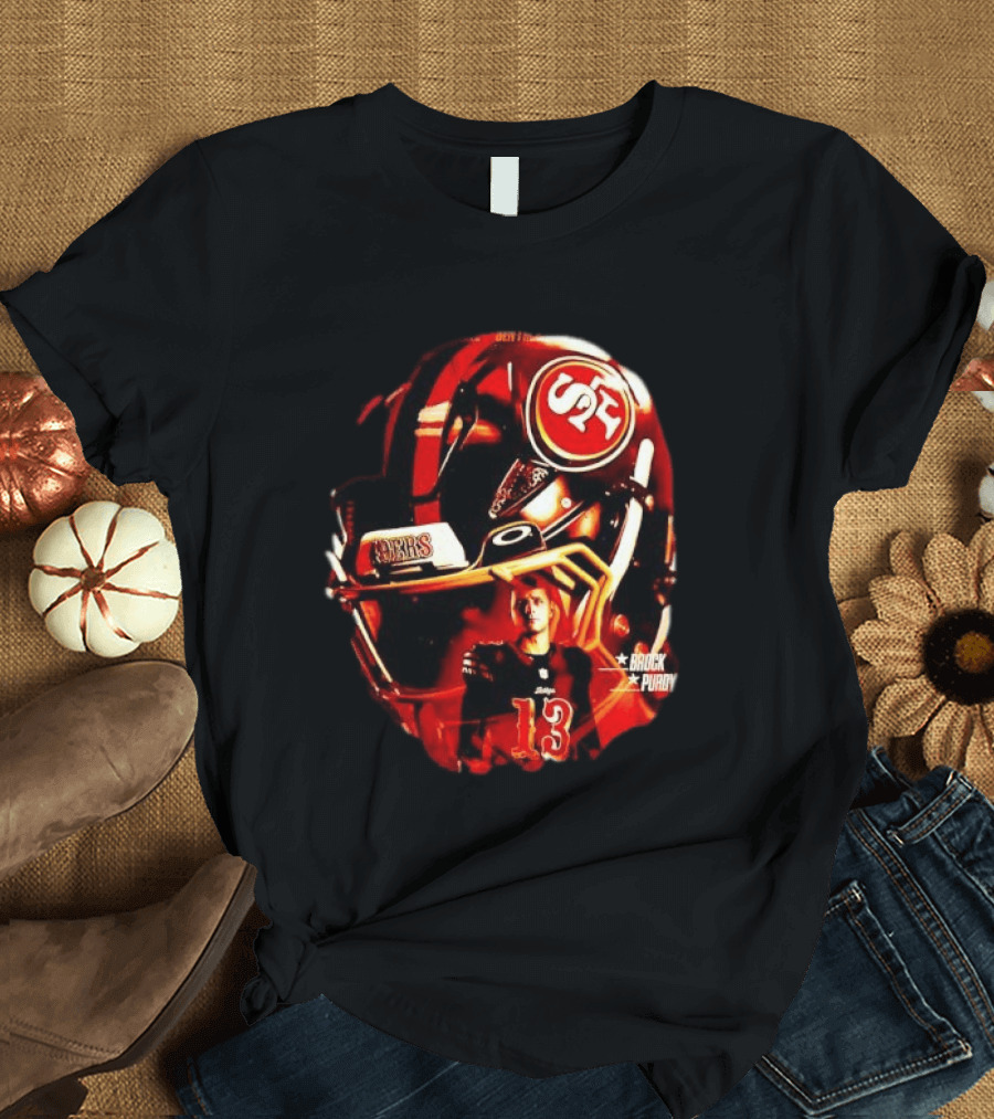 San Francisco 49ers Brock Purdy 13 Football Helmet NFL Night T-Shirt