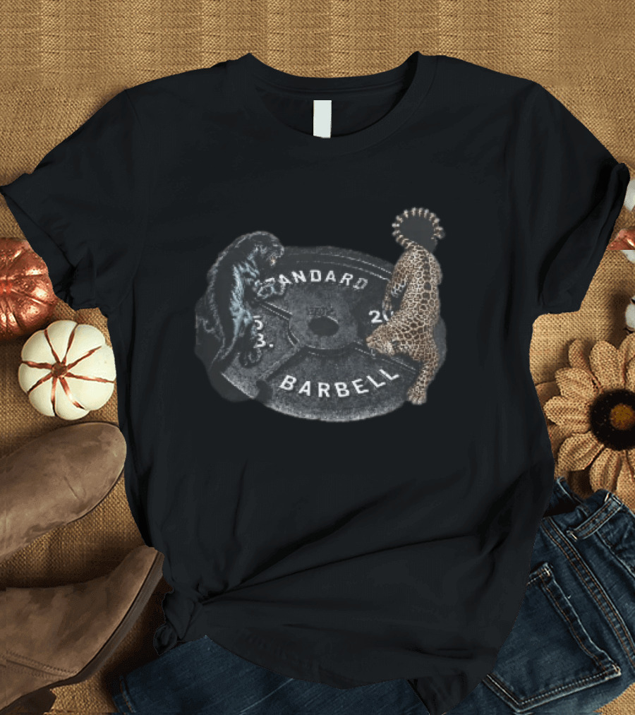 Standard Barbell 45 LB Black Panther Leopard Crawling Weight Plate T-Shirt