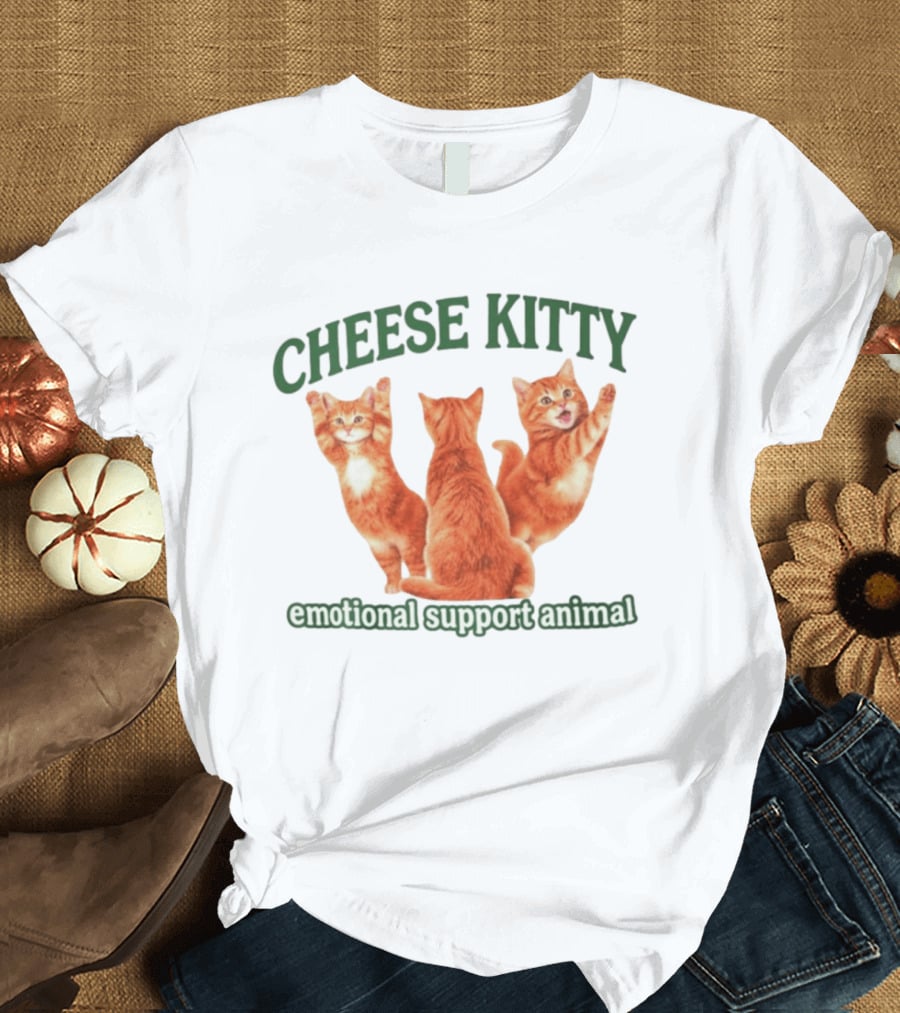 Cheese Kitty Emotional Support Animal Cats T-Shirt