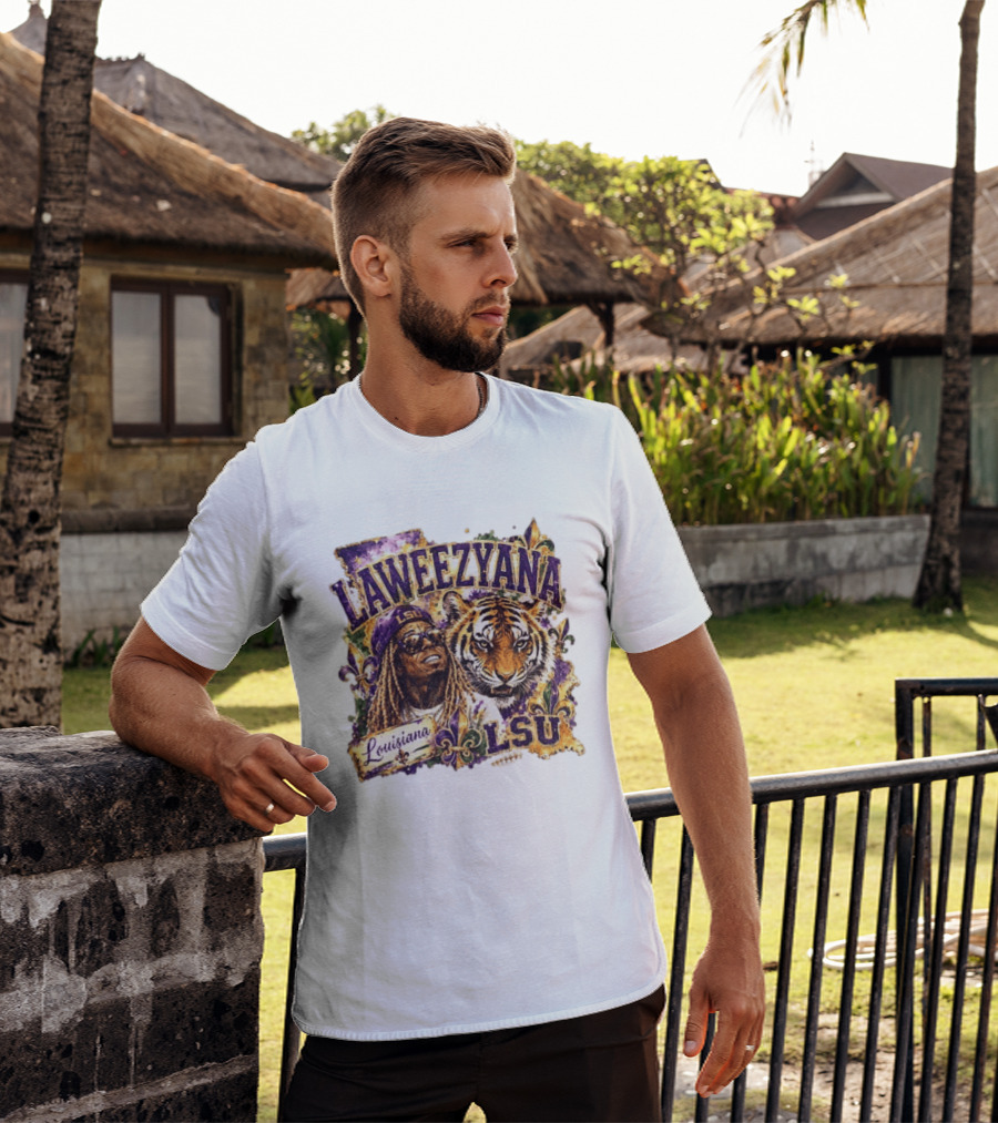 Laweezyana Lil Wayne LSU Louisiana Football Tiger Fleur De Lis T-Shirt