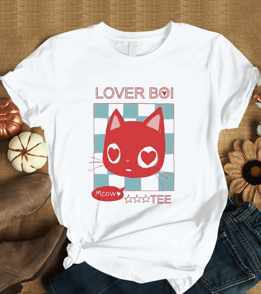 Lover Boi Meow Red Cat Star T-Shirt