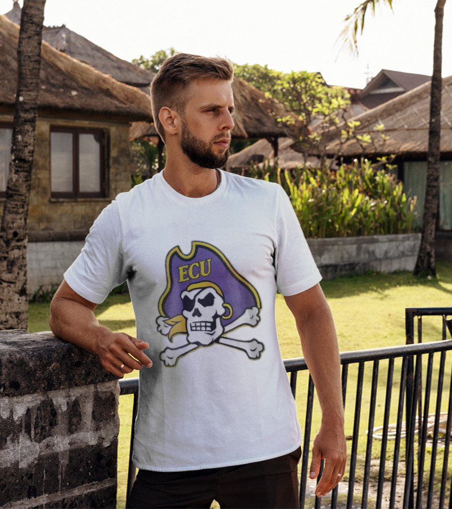 ECU Pirates Skull Crossbones Eyepatch Bandana NCAA T-Shirt