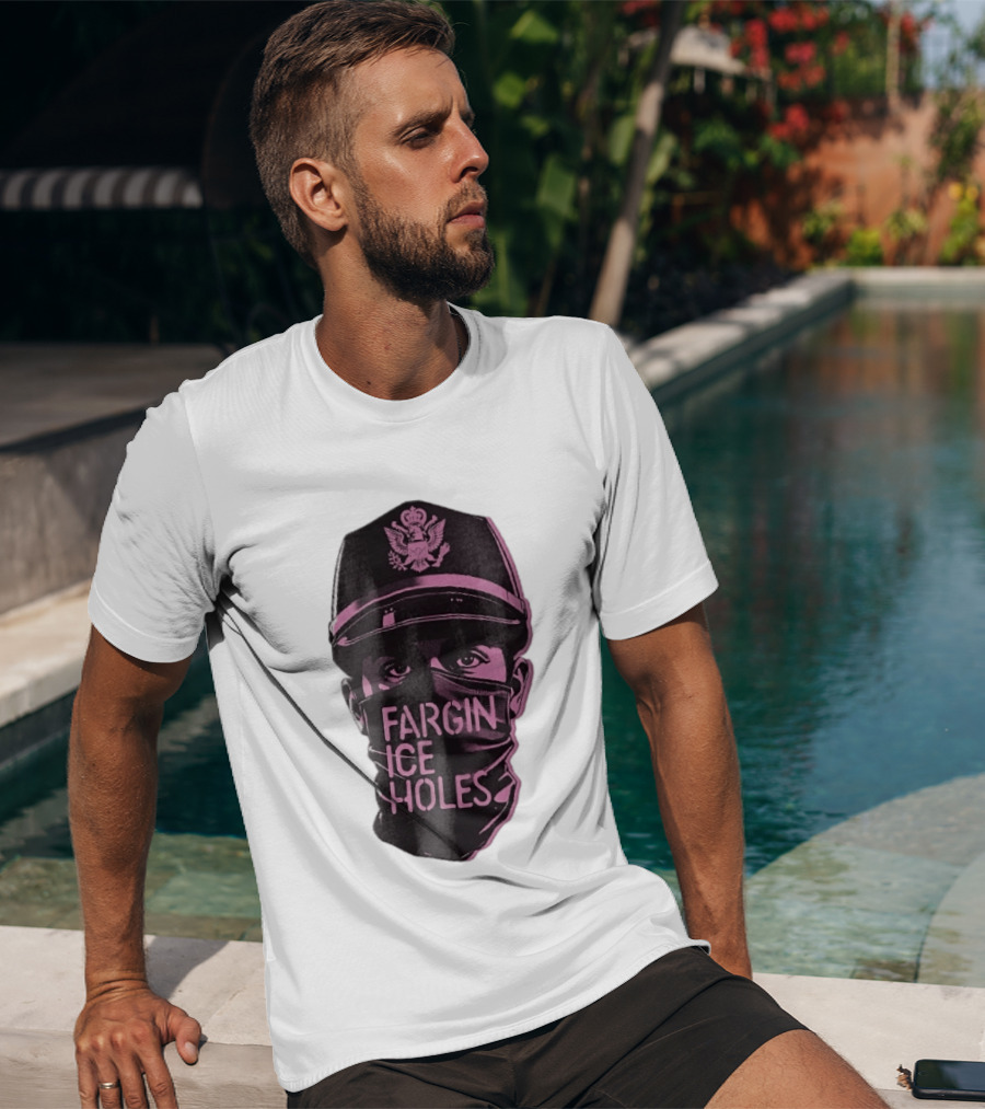 Fargin Ice Holes Masked Officer Police Cap Eagle T-Shirt