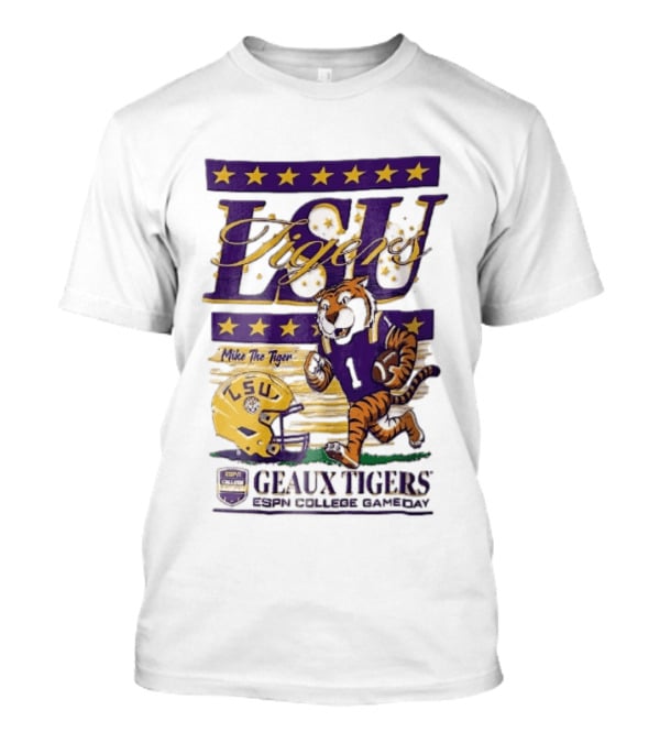 LSU Tigers Mike The Tiger Geaux ESPN College Gameday Football Helmet Stars T-Shirt