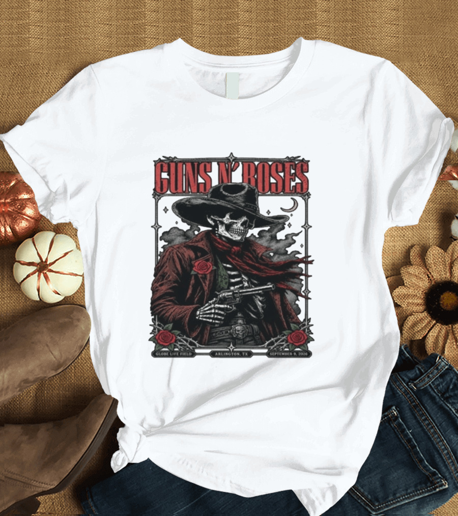 Guns N' Roses Skeleton Cowboy Globe Life Field Arlington TX September 9 2026 T-Shirt