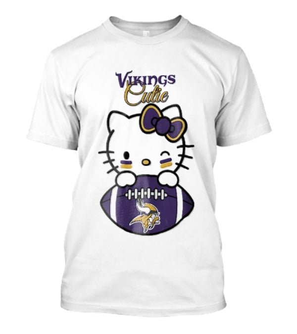 Vikings Cutie Cartoon Cat Bow Minnesota Football T-Shirt