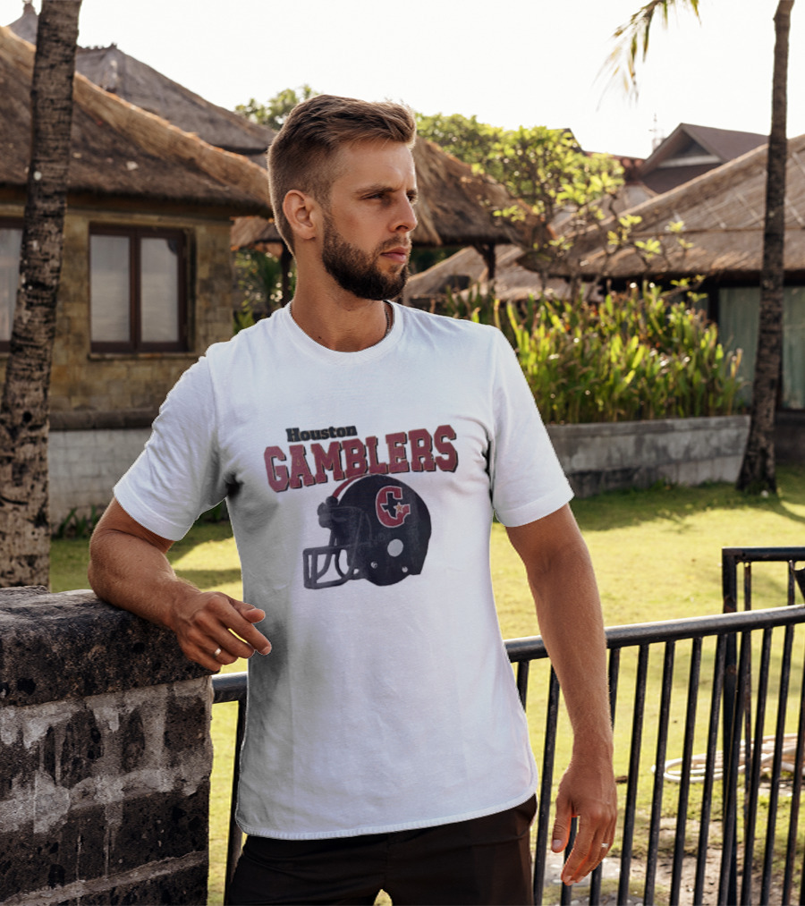 Houston Gamblers Distressed Football Helmet T-Shirt