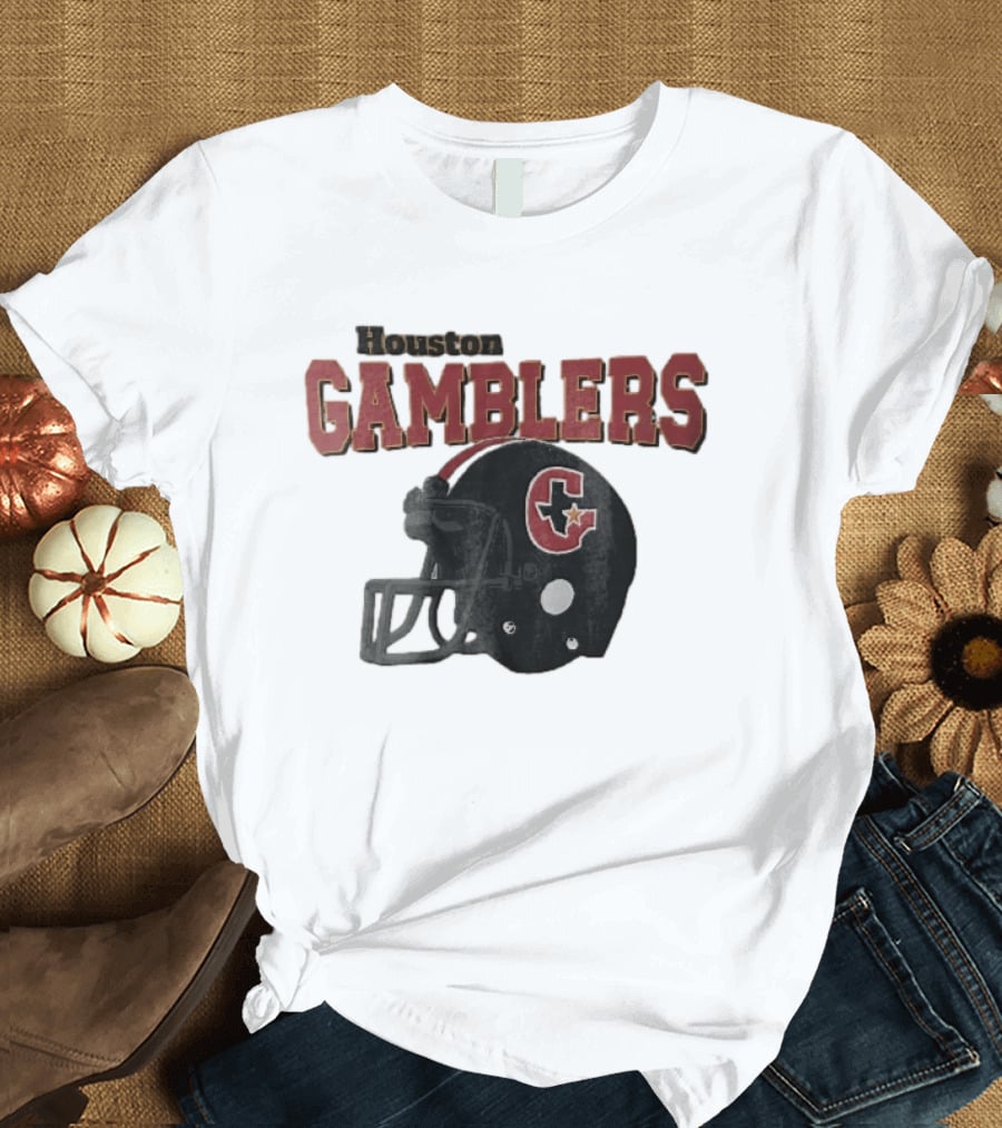Houston Gamblers Distressed Football Helmet T-Shirt