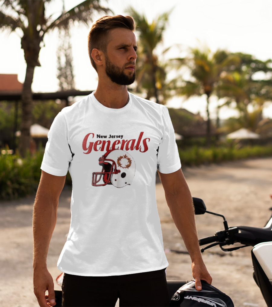 New Jersey Generals Distressed Helmet Five Stars T-Shirt