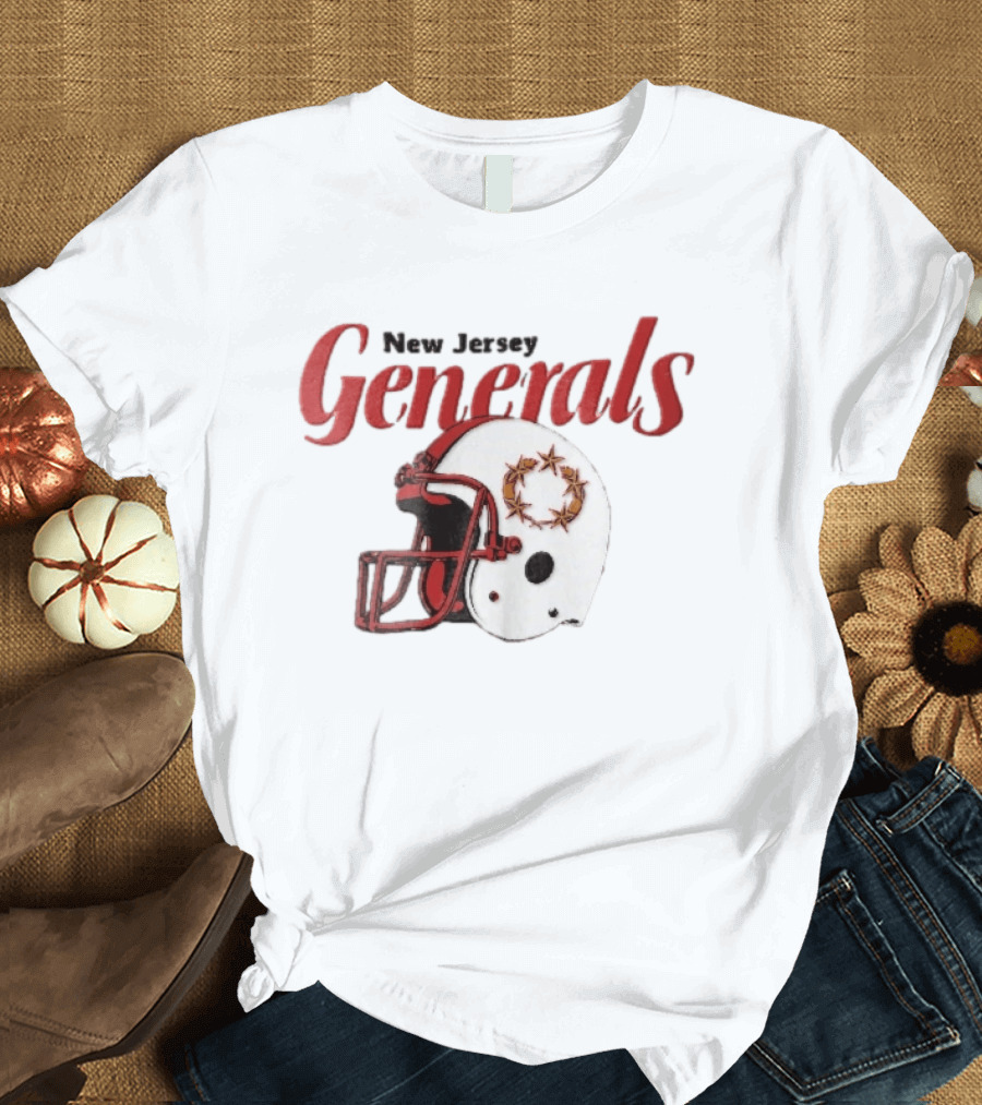 New Jersey Generals Distressed Helmet Five Stars T-Shirt