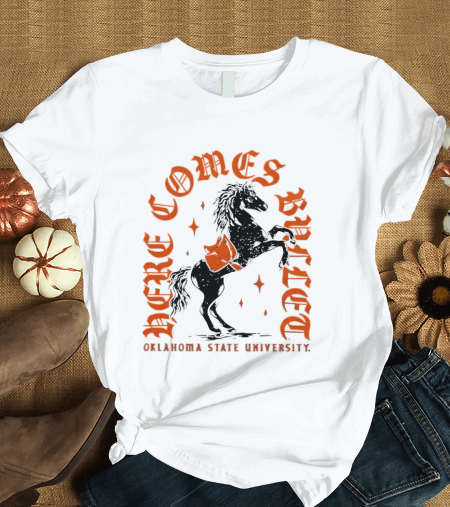 Oklahoma State University Here Comes Bullet Horse Riding Spirit T-Shirt