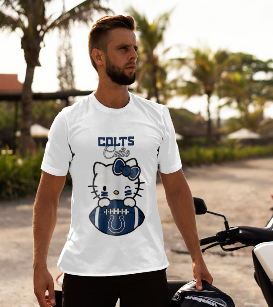 Indianapolis Colts Cutie Cartoon Cat Football Bow T-Shirt
