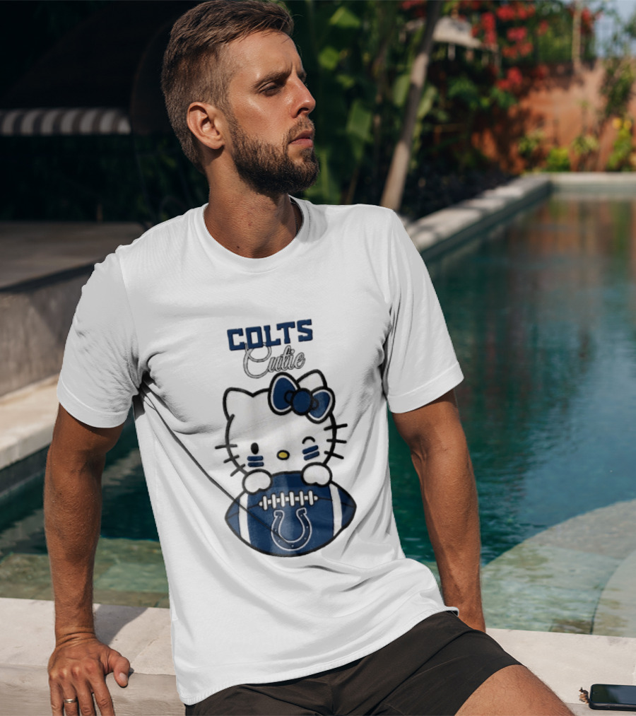 Indianapolis Colts Cutie Cartoon Cat Football Bow T-Shirt