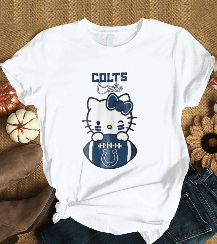 Indianapolis Colts Cutie Cartoon Cat Football Bow T-Shirt