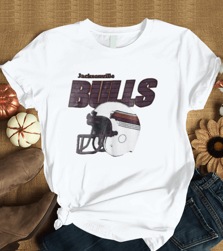 Jacksonville Bulls USFL Distressed Football Helmet T-Shirt