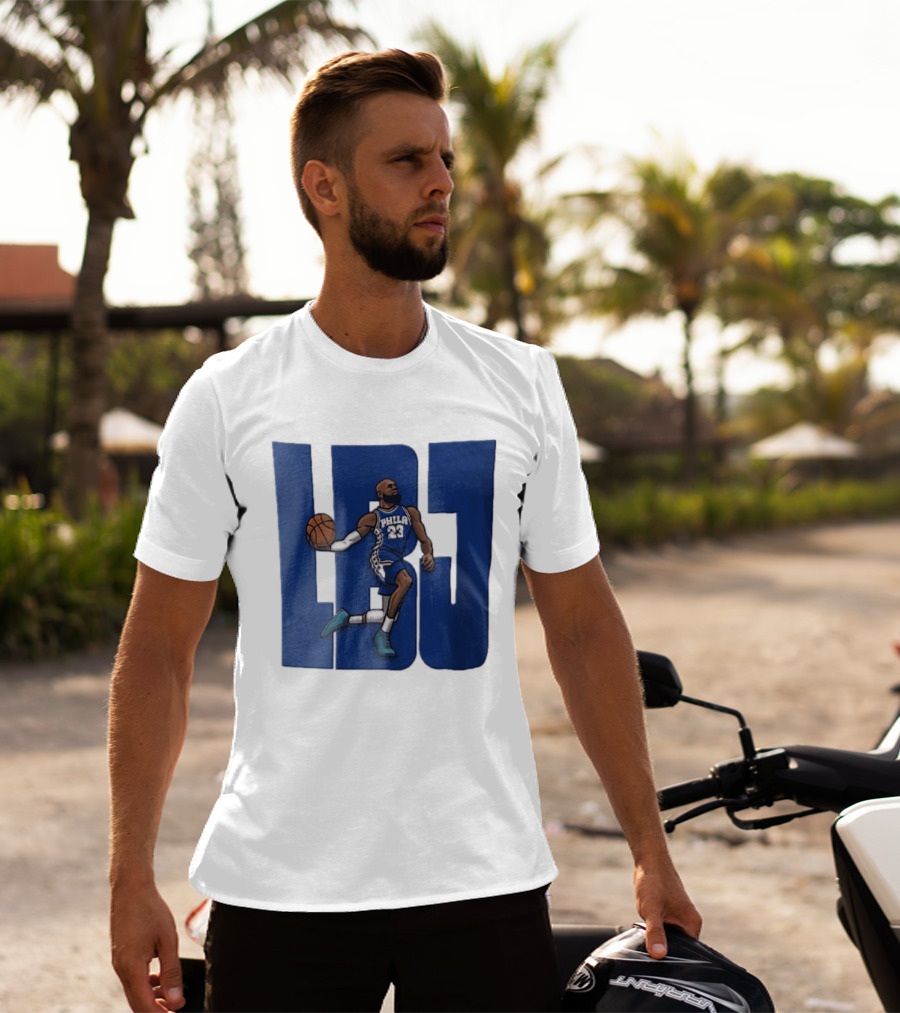 Philadelphia 76ers Phila 23 Cartoon Caricature Basketball Player Dribbling Lbj T-Shirt