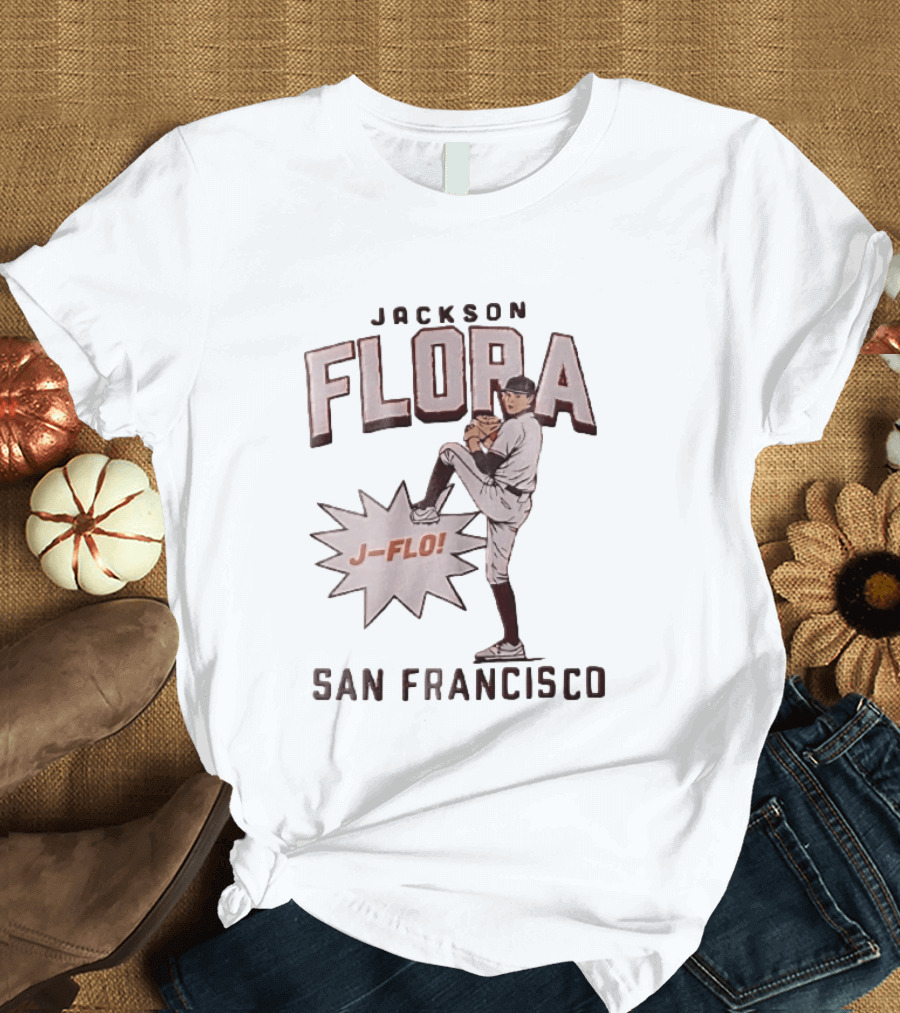 Jackson Flora J Flo Baseball Pitcher San Francisco Starburst T-Shirt
