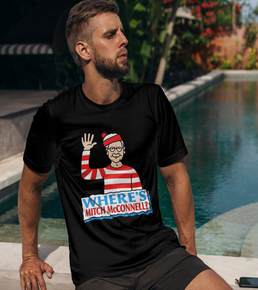 Where's Mitch McConnell Red White Stripes Waving T-Shirt