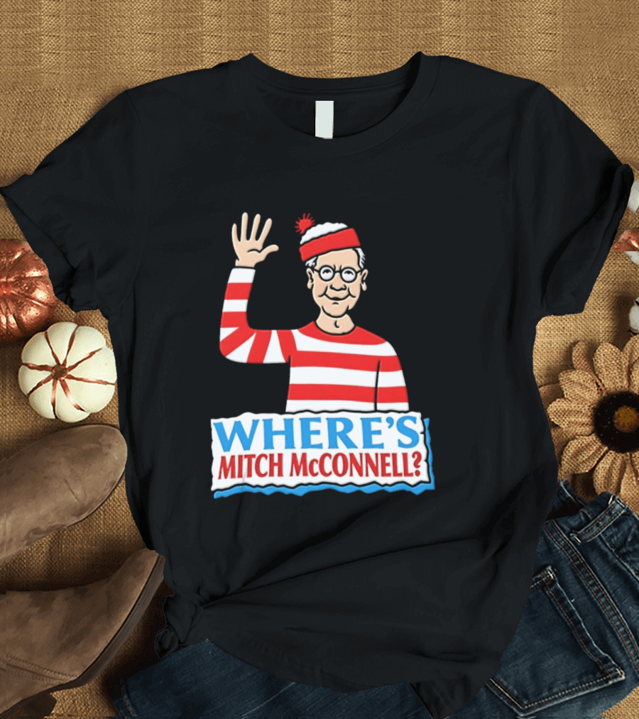 Where's Mitch McConnell Red White Stripes Waving T-Shirt