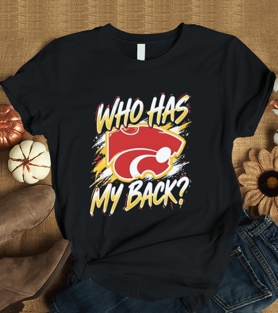 Wildcat Who Has My Back Bold Red And White Paw Print T-Shirt