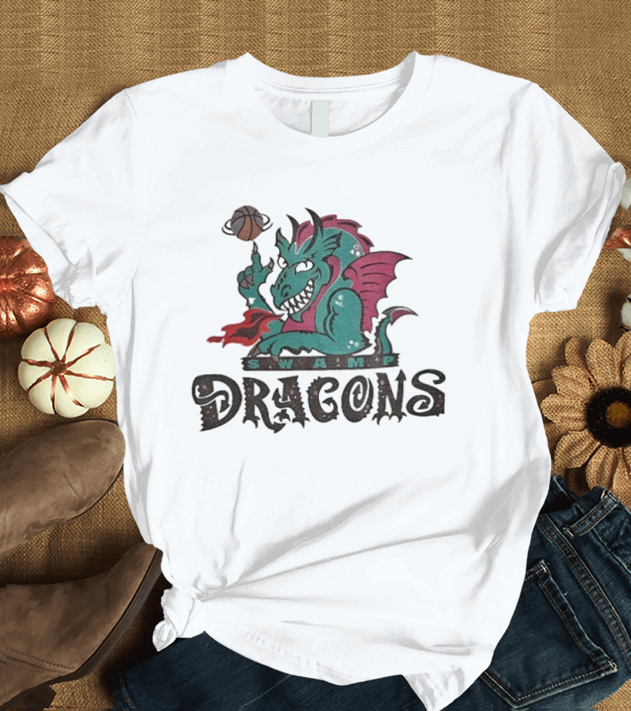 Swamp Dragons Basketball Fire Breathing Monster T-Shirt
