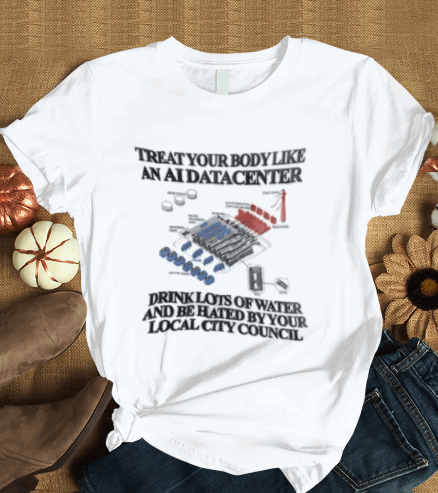 Treat Your Body Like An AI Datacenter Drink Lots Of Water And Be Hated By Your Local City Council T-Shirt