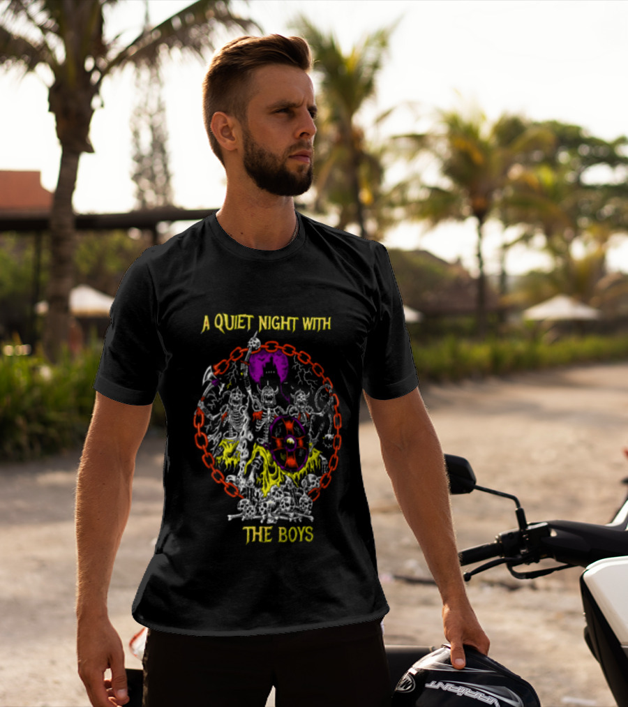 A Quiet Night With The Boys Skeleton Warriors Viking Horde T-Shirt