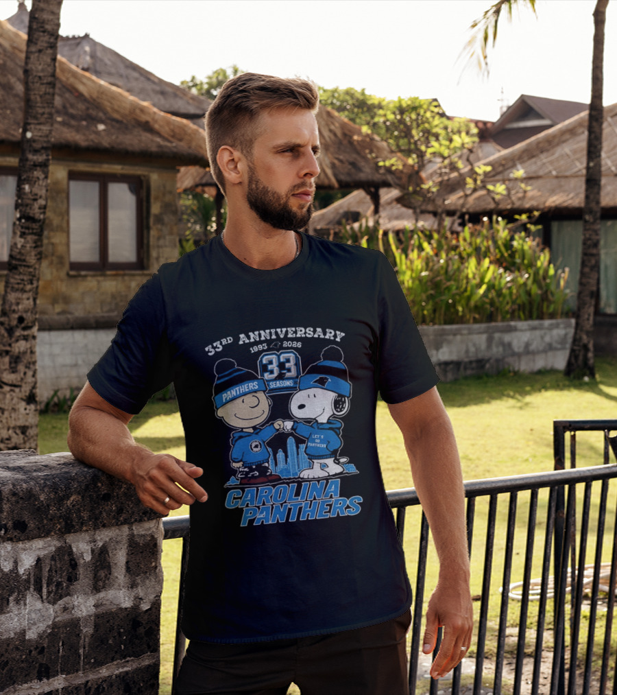 Charlie Brown Snoopy Carolina Panthers 33rd Anniversary 1993 2026 Seasons T-Shirt