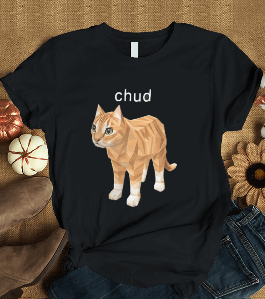 Chud Low Poly Geometric Orange Tabby Cat T-Shirt