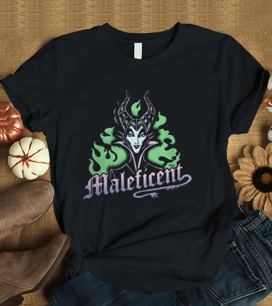 Disney Maleficent Horned Villain Green Flames T-Shirt