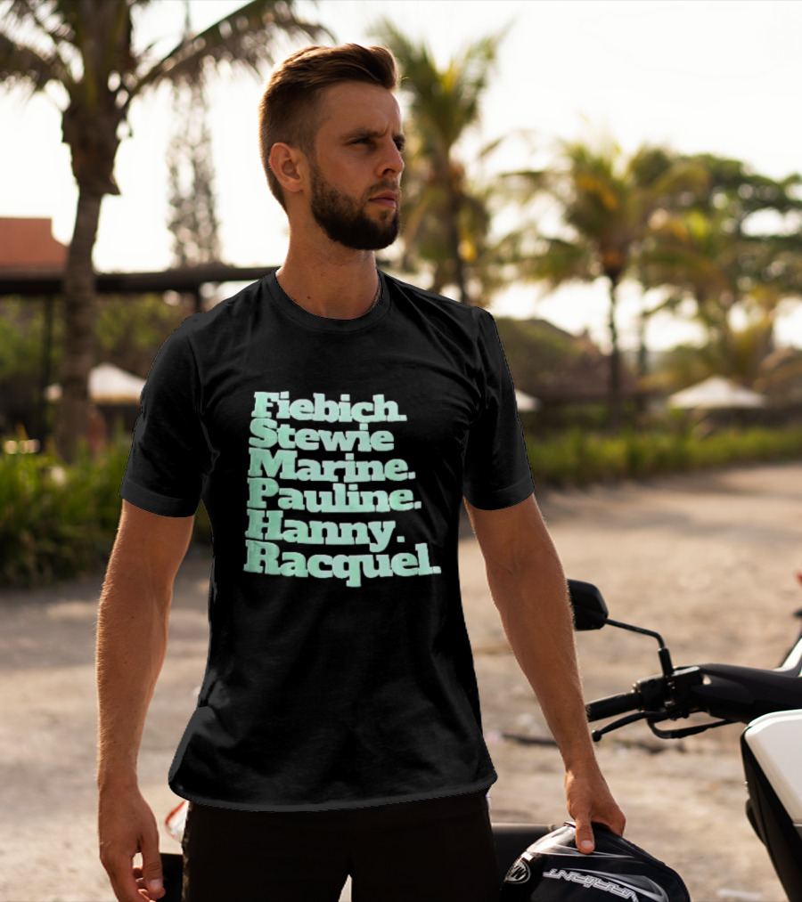 Fiebich Stewie Marine Pauline Hanny Racquel Mint Green Stacked Name List T-Shirt