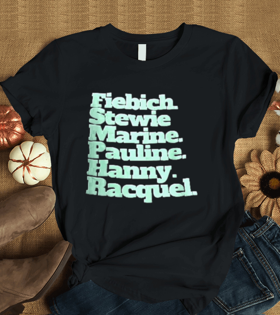 Fiebich Stewie Marine Pauline Hanny Racquel Mint Green Stacked Name List T-Shirt