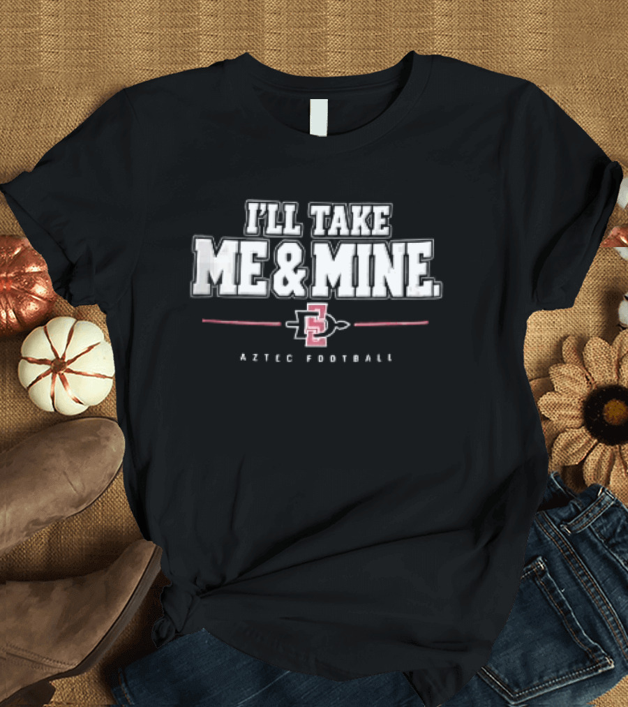 San Diego State Aztecs I'll Take Me And Mine Aztec Football Interlocking Monogram T-Shirt