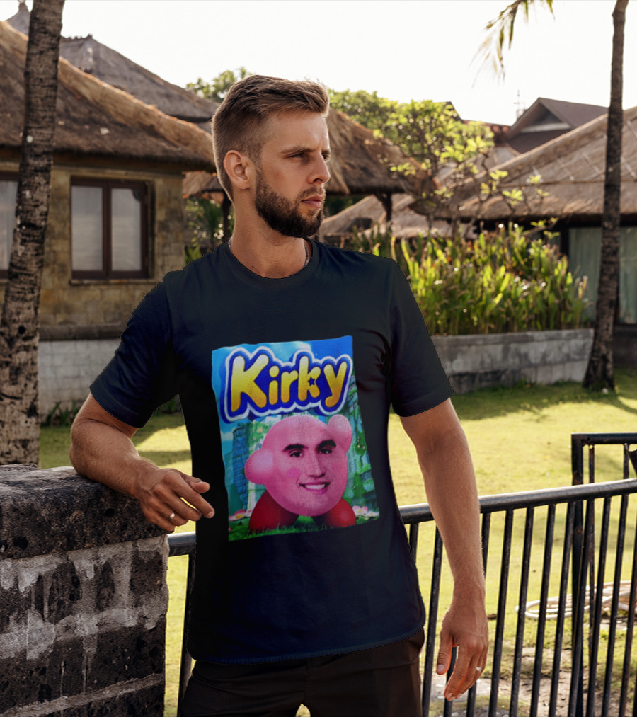 Kirky Kirby Nintendo Inspired Face Mashup Retro Gaming Nostalgia T-Shirt